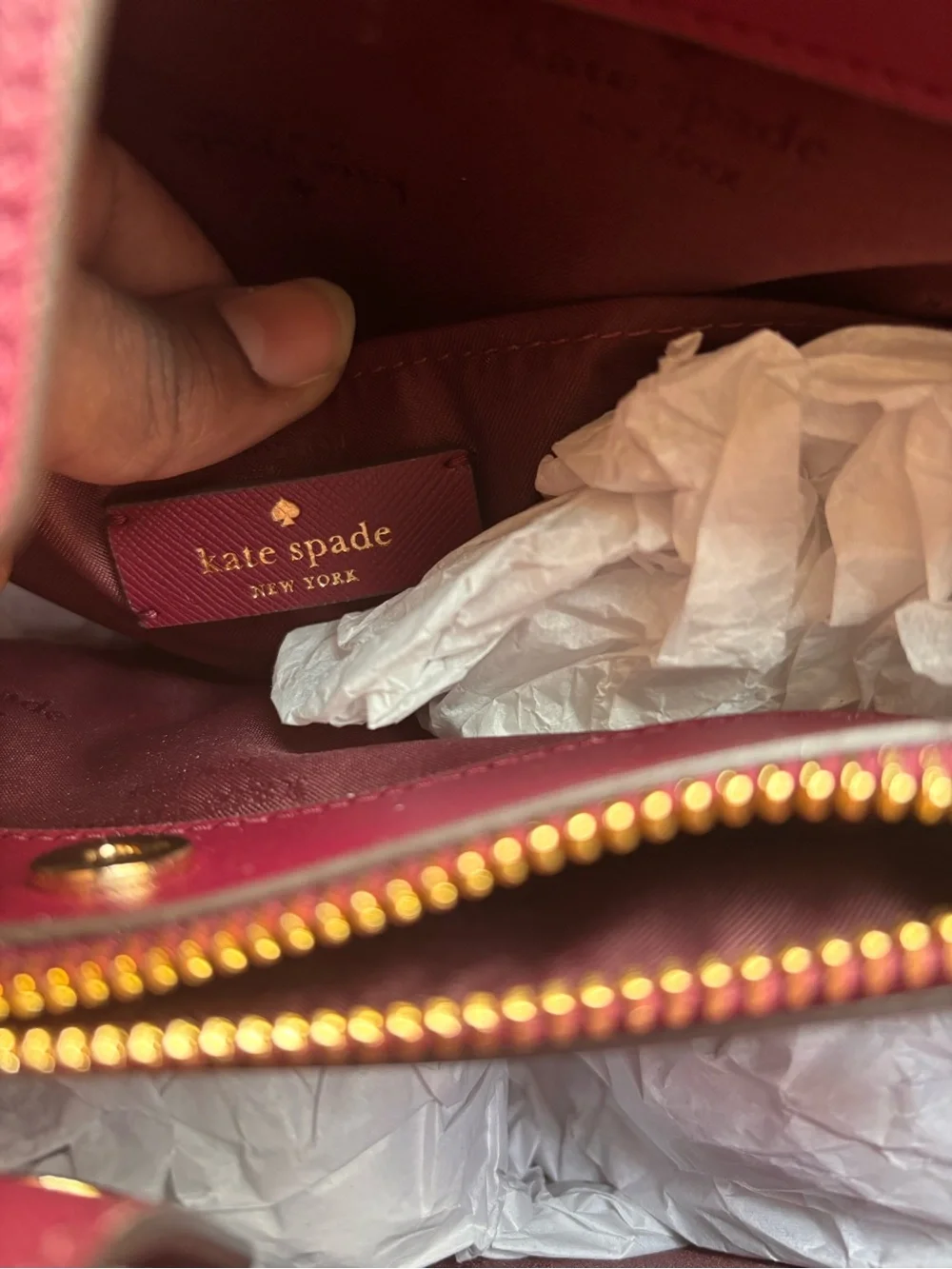 kate spade Wine Leather Satchel with Gold Hardware